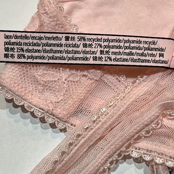 NWT VICTORIA'S SECRET Dream Angels Thong Sz L Pink Lace Black - Picture 3 of 4